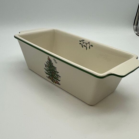 SPODE Loaf Pan Christmas Tree Holiday Bakeware Original Box 11.75”x5.5” Bread - Picture 11 of 13